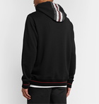 Burberry - Logo-Print Striped Loopback Cotton-Jersey Hoodie - Black