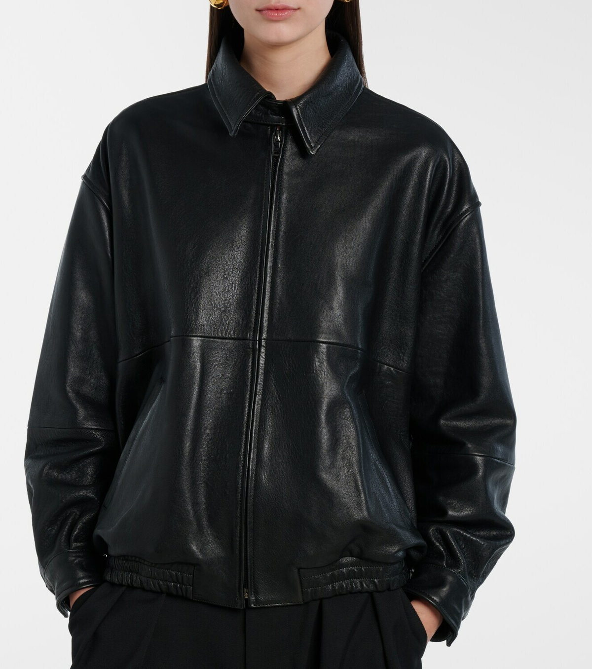 Nour Hammour Doran oversized leather blouson jacket