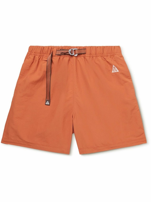 Photo: Nike - ACG Straight-Leg Logo-Embroidered Belted Nylon Shorts - Orange
