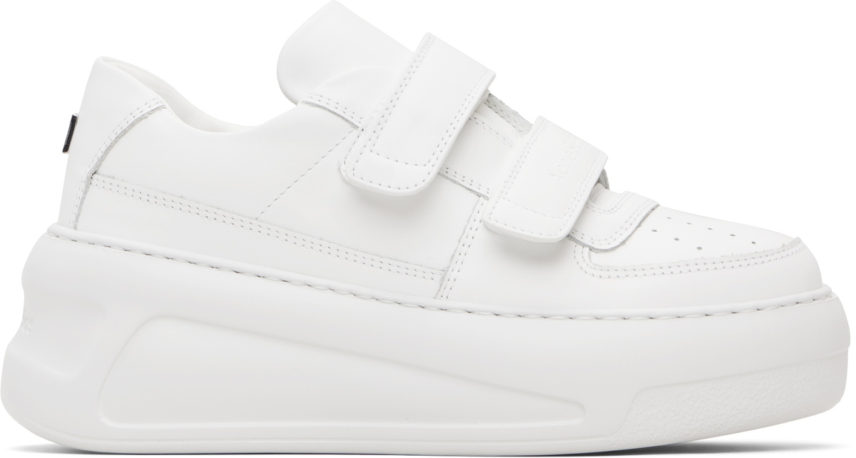 Acne Studios White Velcro Strap Platform Sneakers