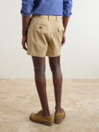 Drake's - Straight-Leg Pleated Cotton Twill Chino Shorts - Neutrals