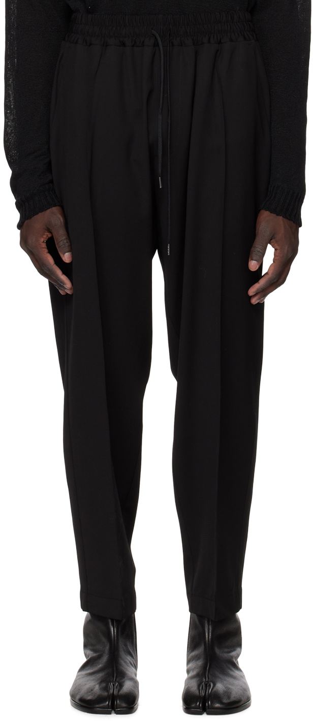 Isabel Benenato Black Drawstring Trousers