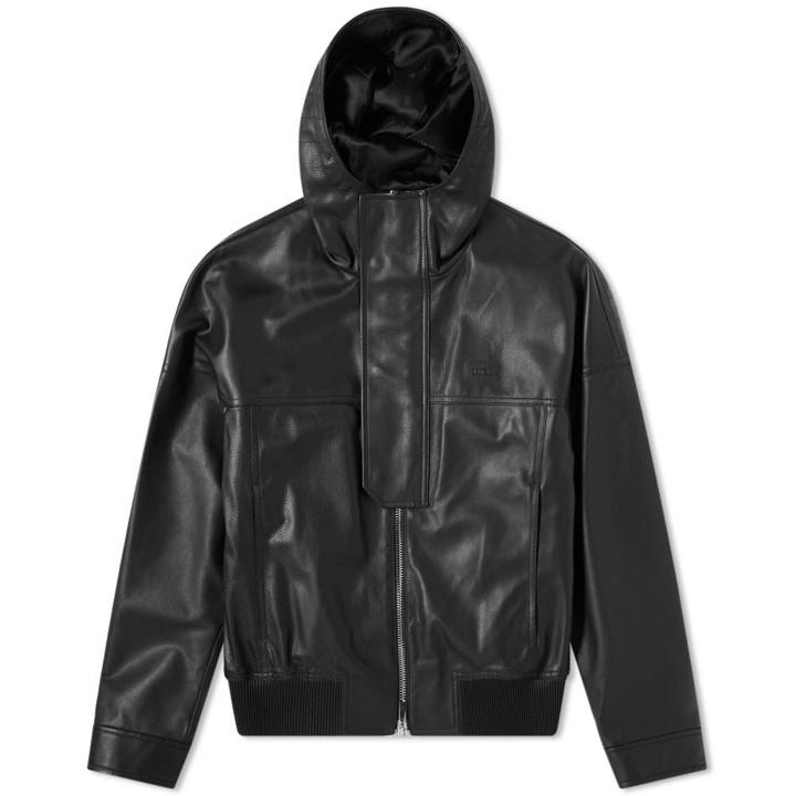 Photo: Dior Hooded Logo Leather Jacket