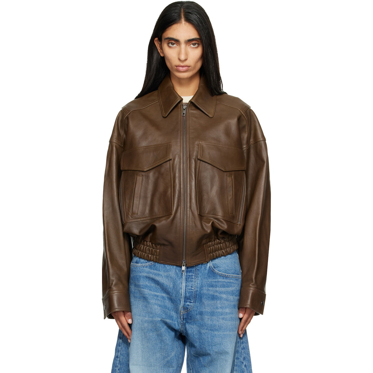 Staud Brown Eugene Leather Jacket