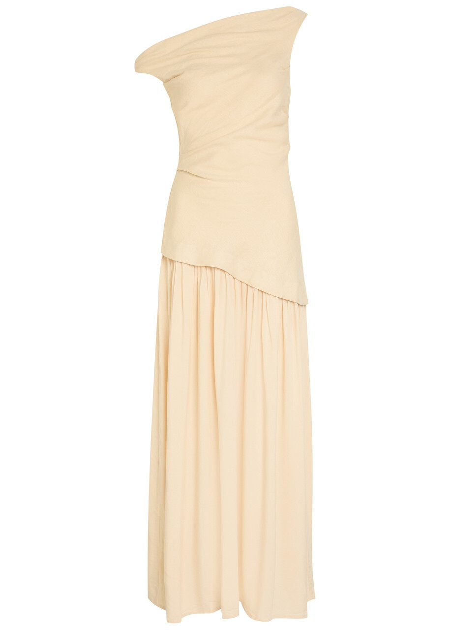 Faithfull The Brand Roma Off-the-shoulder Linen Maxi Dress Beige