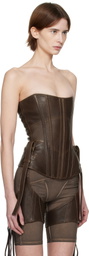 KNWLS Brown Veil Leather Corset