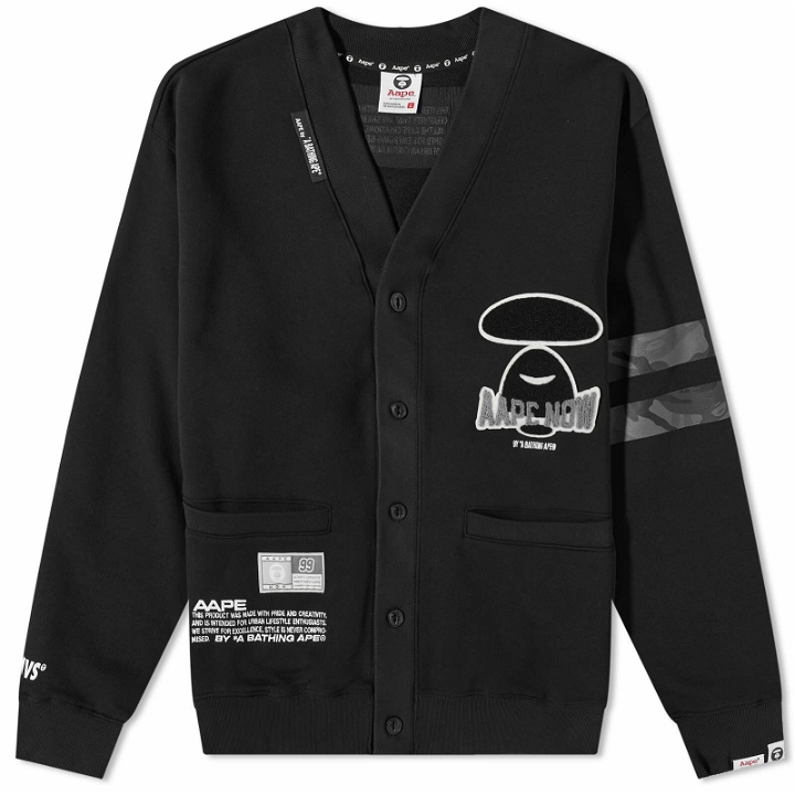 Photo: Men's AAPE Towel Badge Jersey Cardigan in Black