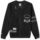 Men's AAPE Towel Badge Jersey Cardigan in Black