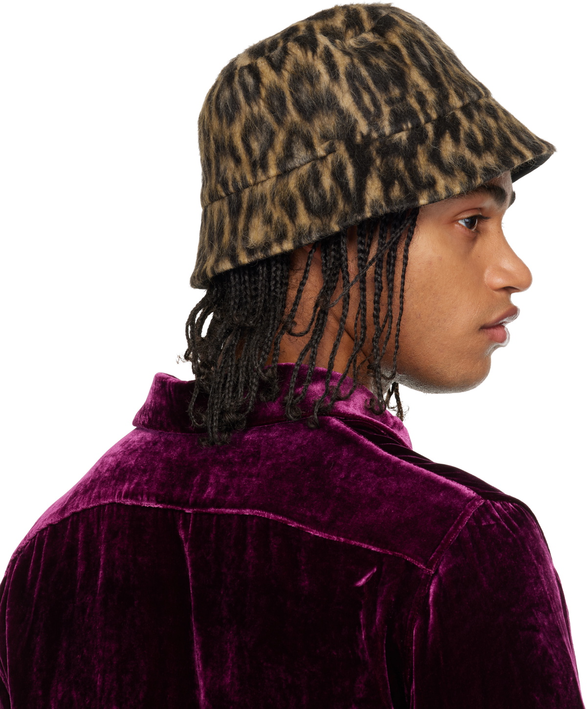 Lanvin Brown Leopard Print Reversible Bucket Hat