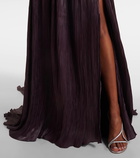 Marmar Halim Draped pleated silk chiffon gown
