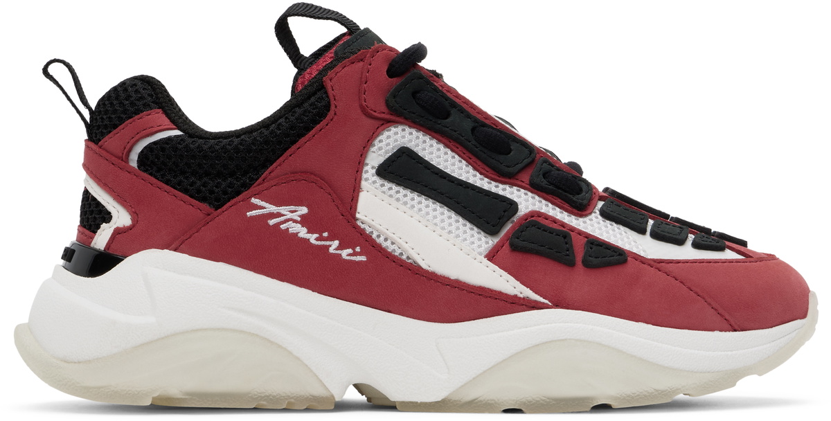 AMIRI Kids White & Burgundy Bone Runner Sneakers Amiri