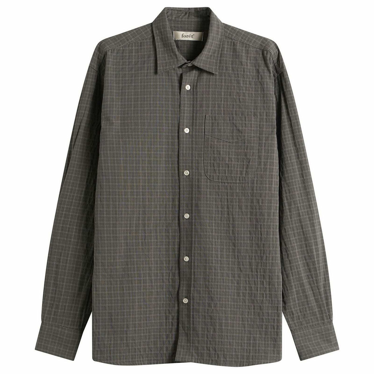Foret Men's Scout Micro Check Shirt in Faded Black Check
