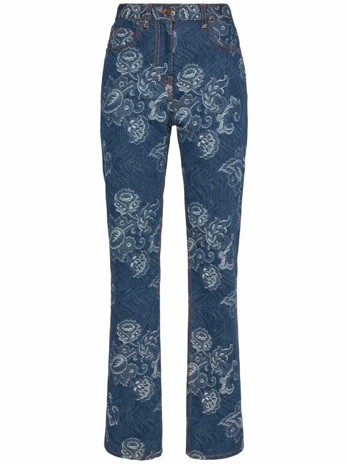ETRO High Rise Printed Denim Straight Jeans Etro