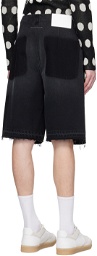 MM6 Maison Margiela Black Faded Denim Shorts