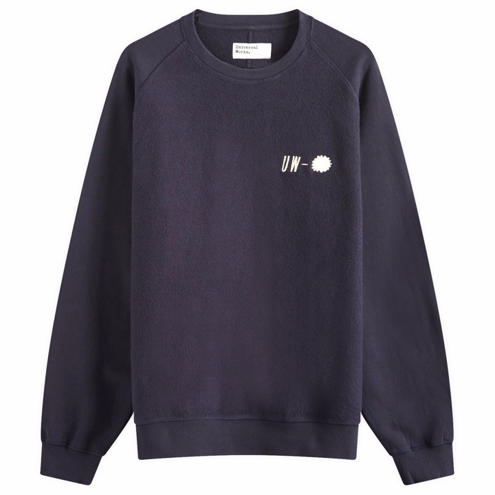 Photo: Universal Works Men's Hotel Deluxe Crew Sweatshirt in Navy