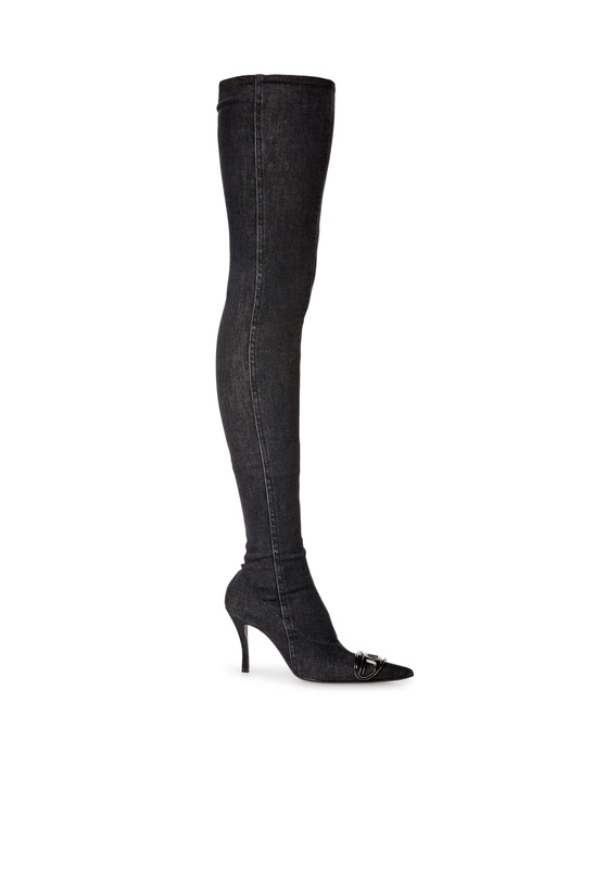 Photo: Diesel D-Venus Tbt D Boots - Over-the-knee boots in stretch denim - Boots Womens in Black