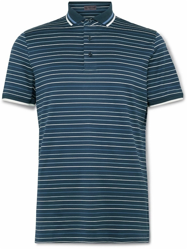 Photo: G/FORE - Striped Piqué Golf Polo Shirt - Blue