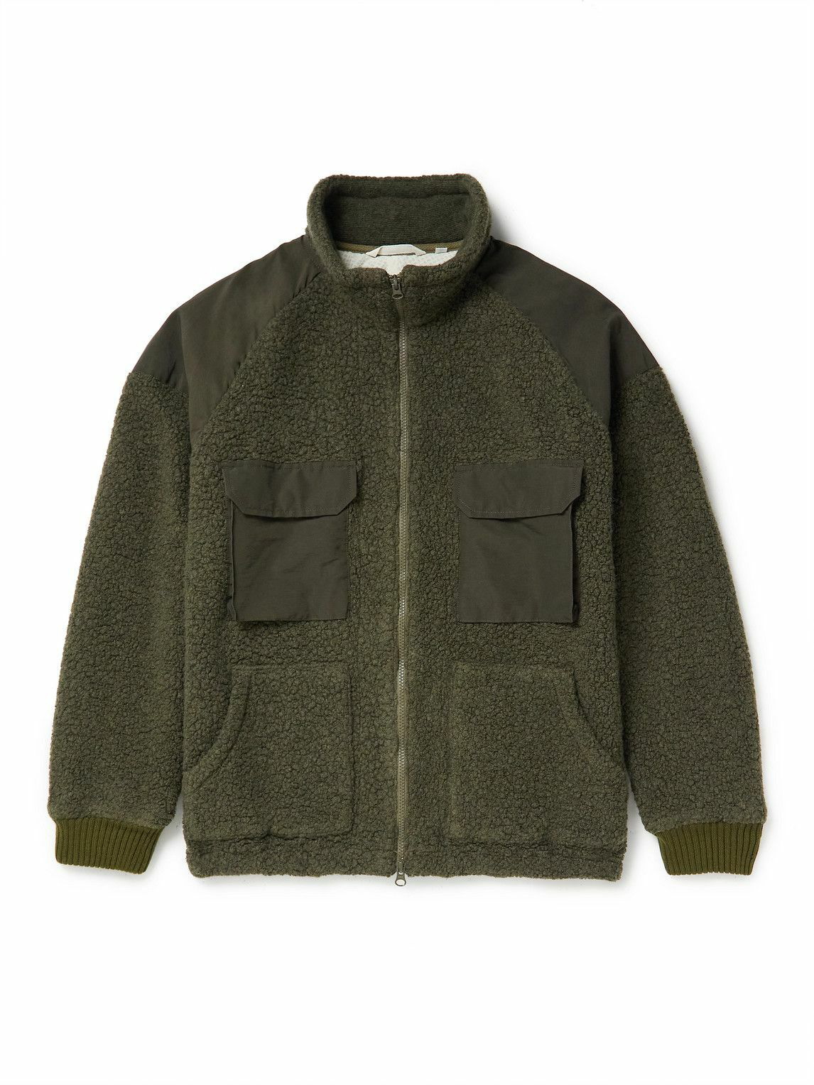 nanamica - Twill-Trimmed Wool-Blend Fleece Jacket - Green Nanamica