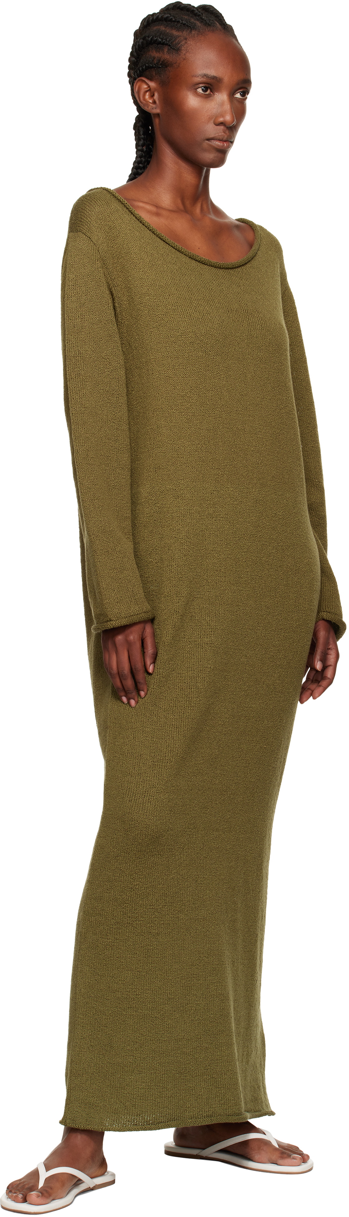 The Elder Statesman Green Nora Lite Oversized LS Maxi Dress