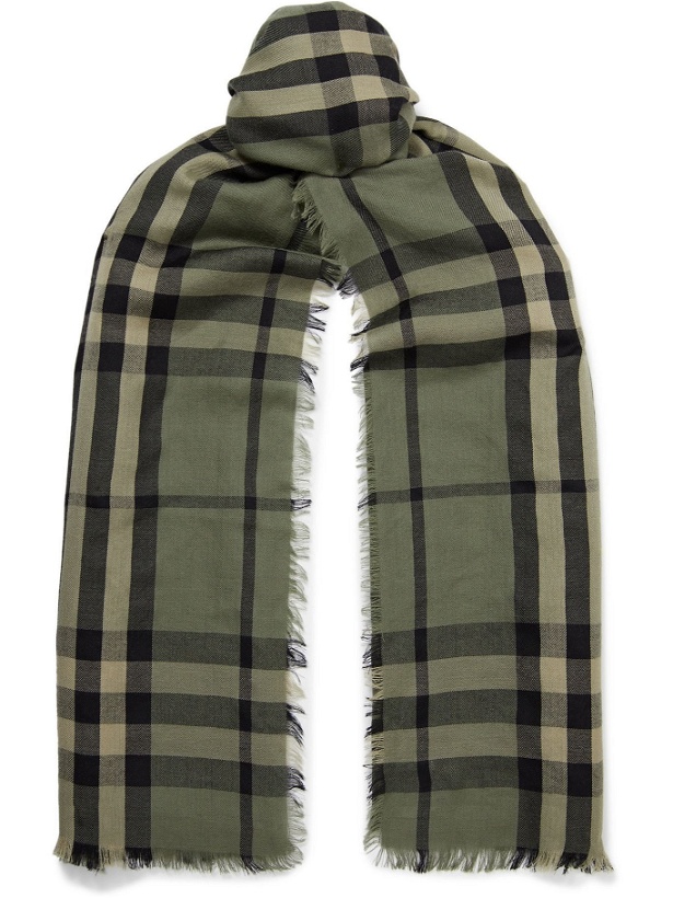 Photo: BURBERRY - Fringed Checked Cashmere Scarf