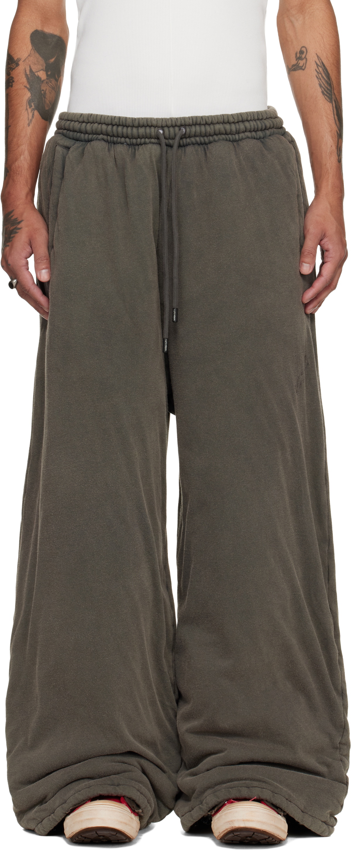 LU'U DAN Gray Wadded Bontans Sweatpants