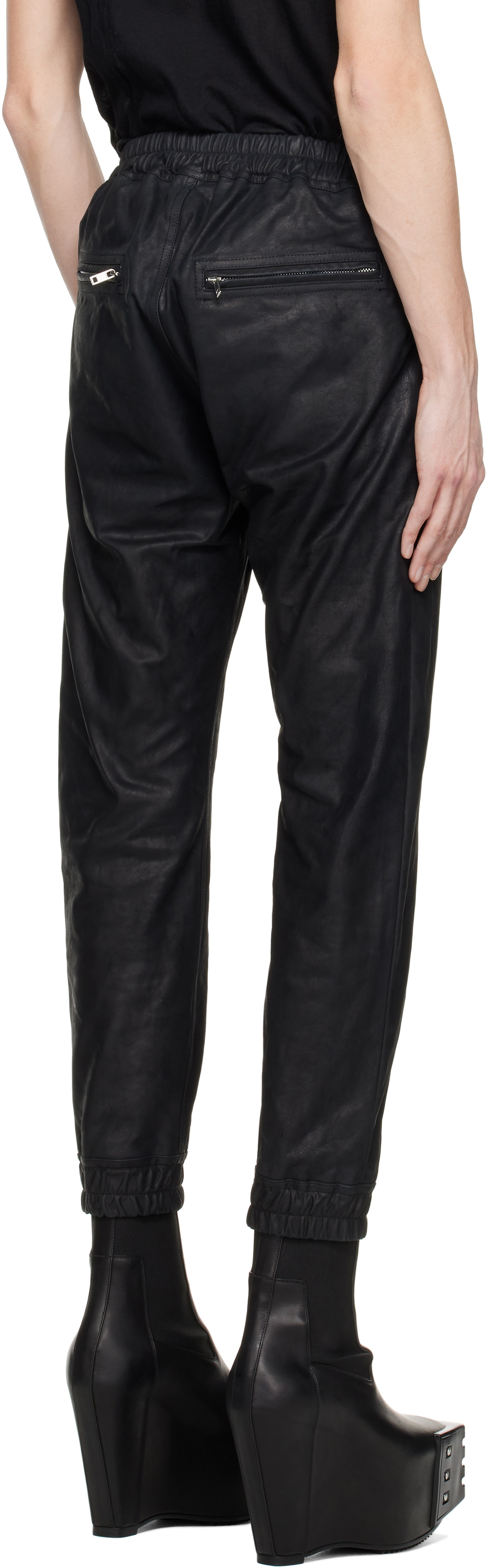 Rick Owens Black Hollywood Luxor Jogger Leather Pants Rick Owens
