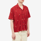 Karu Research Men's Hand Embroidered Vacation Shirt in Maroon/Black/Red