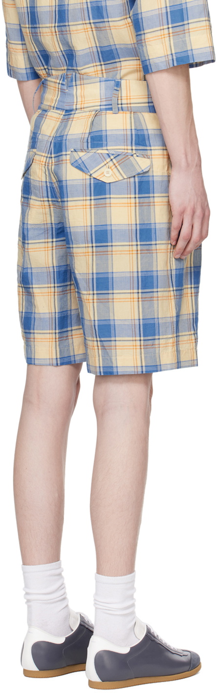 DOCUMENT Blue & Beige Check Shorts