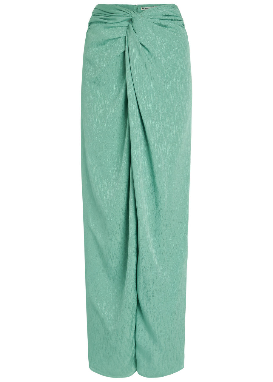 Blaze Milano Konik Twist Silk Maxi Skirt Teal