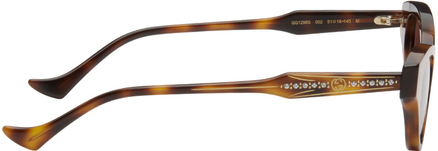 Gucci Tortoiseshell Cat-Eye Sunglasses with Gold Logo Gucci Cat-Eye Dark Tortoiseshell G Logo Sunglasses | Liberty main image 2