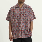 Beams Plus Men's Block Print Open collar Shirt in Red