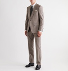 Kingsman - Prince of Wales Checked Wool, Silk and Linen-Blend Suit Trousers - Brown