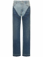 STELLA MCCARTNEY - Two Tone Cotton Denim Wide Leg Jeans