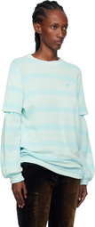 OPEN YY Blue Layered Stripe T-shirt