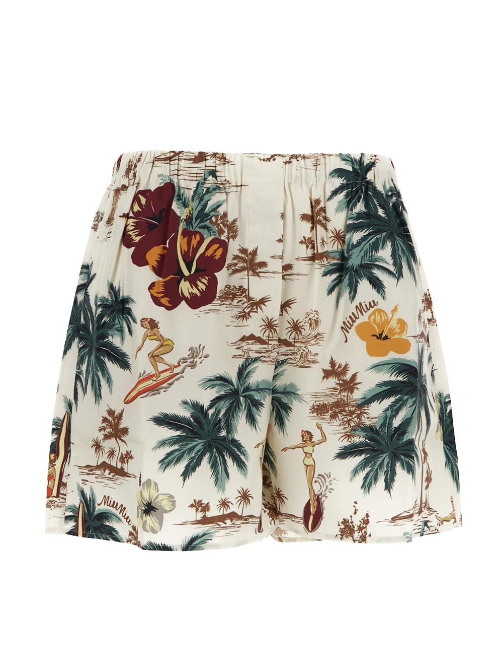 ショートパンツ MIU MIU Hawaii printed silk short pants Miu Miu Hawaii Print Short Miu Miu