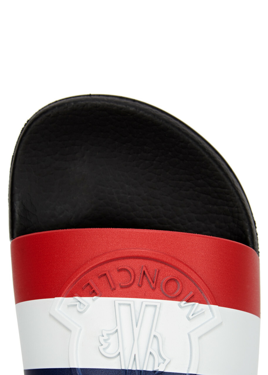 Moncler Basile Striped Rubber Sliders Black
