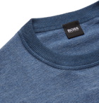 Hugo Boss - Slim-Fit Striped Cotton and Linen-Blend Sweater - Blue