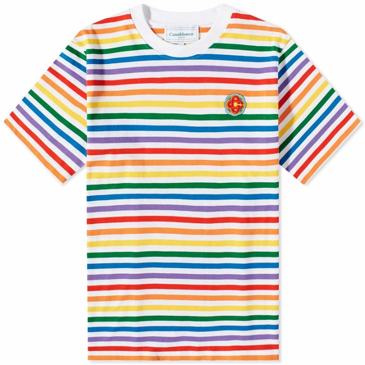 Photo: Casablanca Men's Stripe T-Shirt in Rainbow