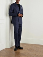 Caruso - Double-Breasted Pinstriped Wool Suit Jacket - Blue