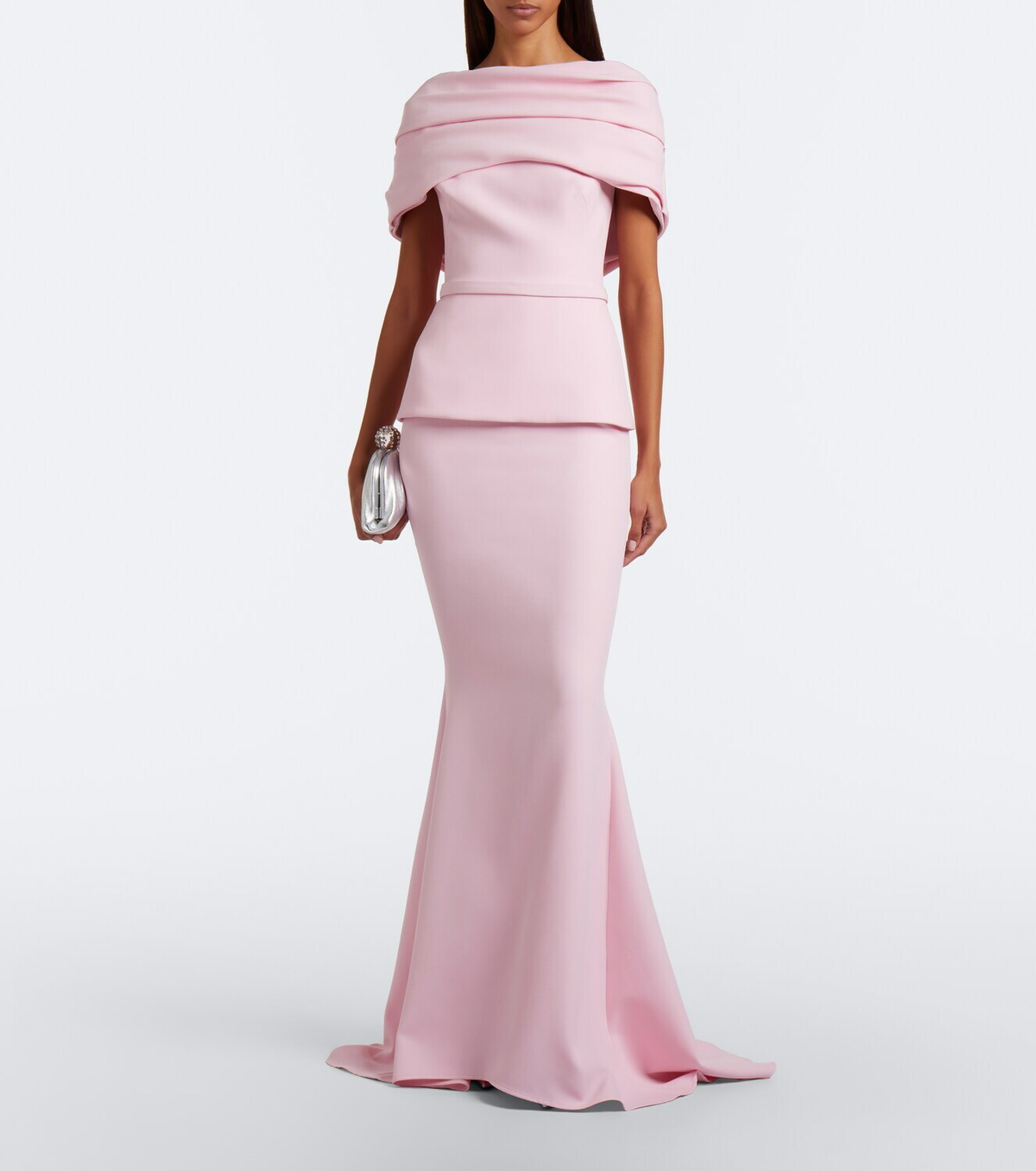 Safiyaa Loura peplum crêpe gown