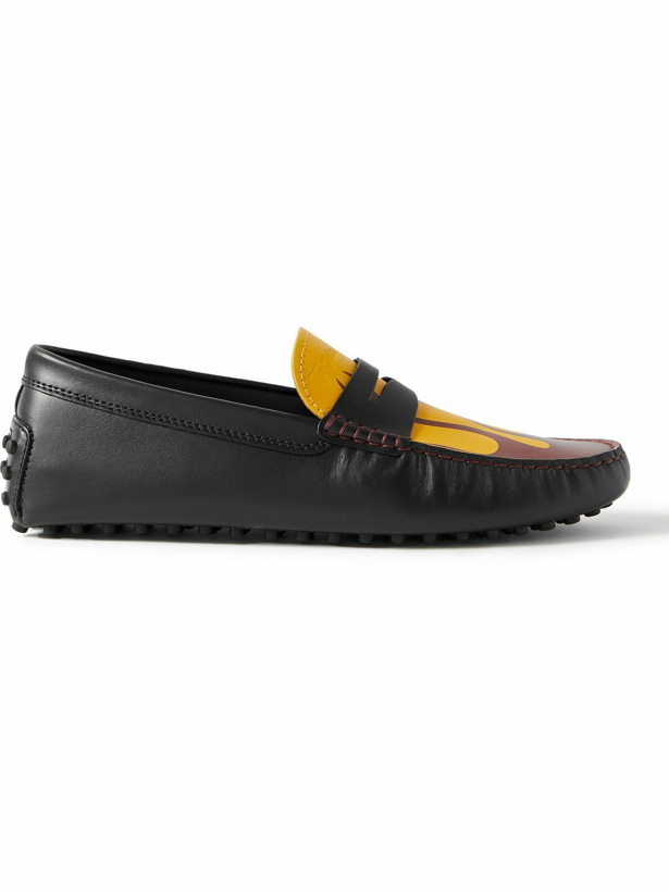 Photo: Moncler Genius - Palm Angels Tod's Gommino Printed Leather Driving Shoes - Black