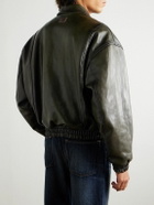 Acne Studios - Lavia Oversized Padded Waxed-Leather Bomber Jacket - Green
