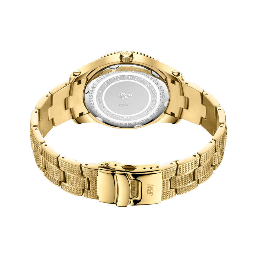 JBW Jet Setter GMT Quartz Diamond Gold Dial Mens Watch J6370A