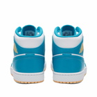 Air Jordan Men's 1 Mid Sneakers in Aquatone/Celestial Gold