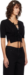 Simone Rocha Black Cropped Cashmere Cardigan