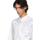 Thom Browne White Skeleton Point Collar Shirt