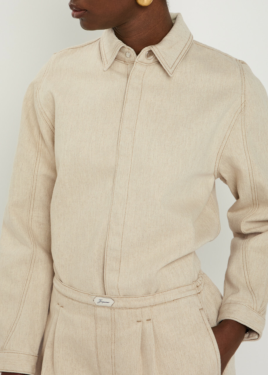 Jacquemus La Chemise Amelo De-nimes Cotton-blend Jacket Beige