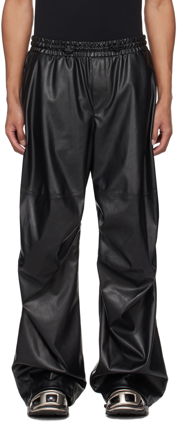 Diesel Black P-Marty-LTH Faux-Leather Trousers Diesel