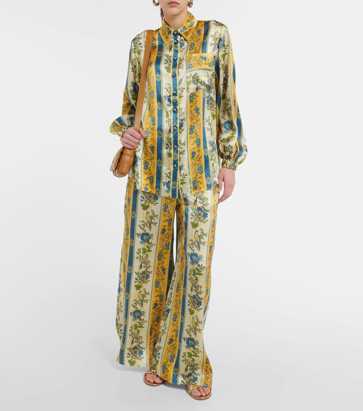 Alémais Quinn printed silk satin shirt