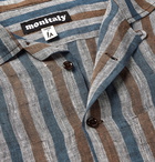 Monitaly - Camp-Collar Striped Linen Shirt - Men - Gray